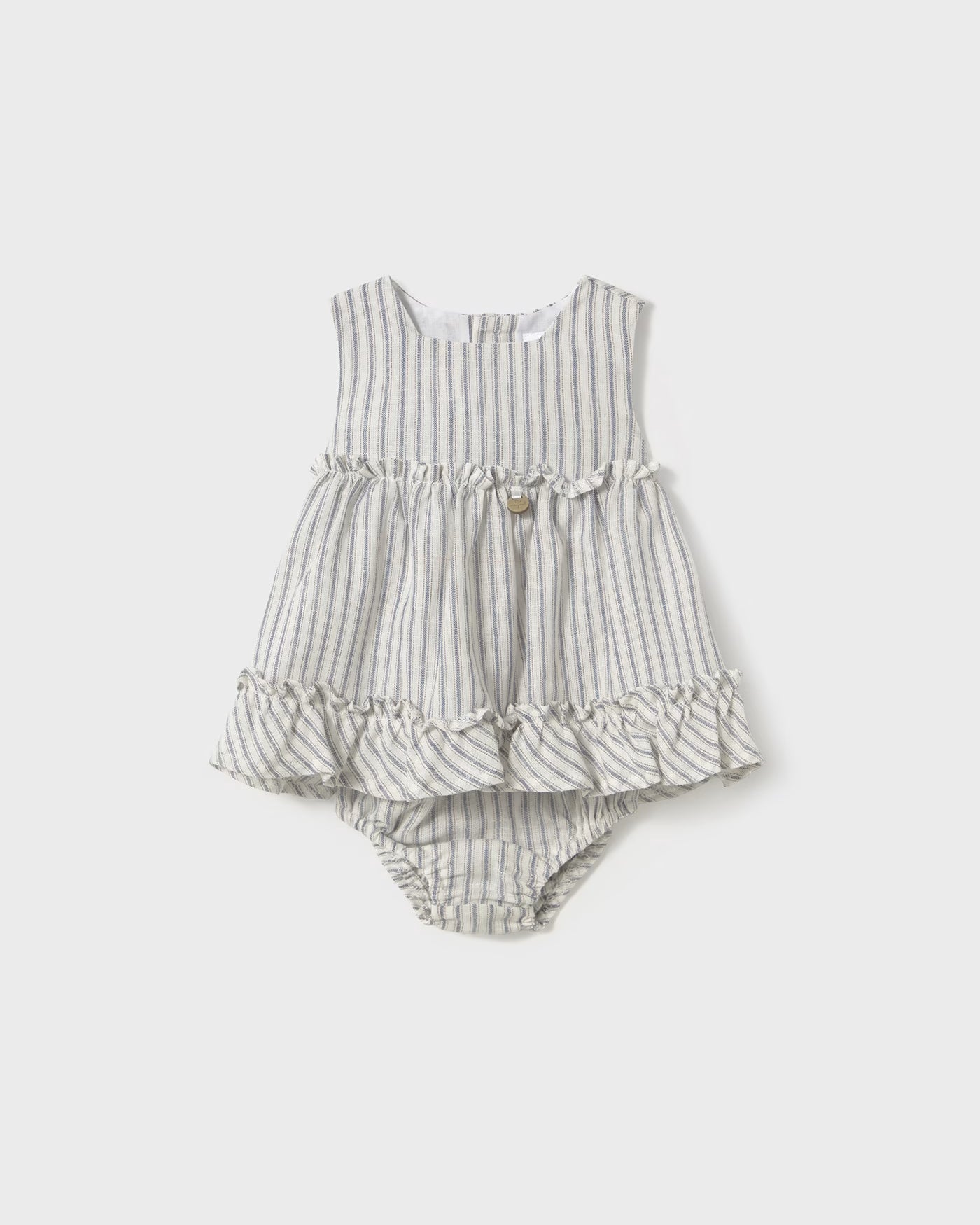 Vestito copri pannolino neonata Mayoral Newborn righe misto lino Mayoral Righe