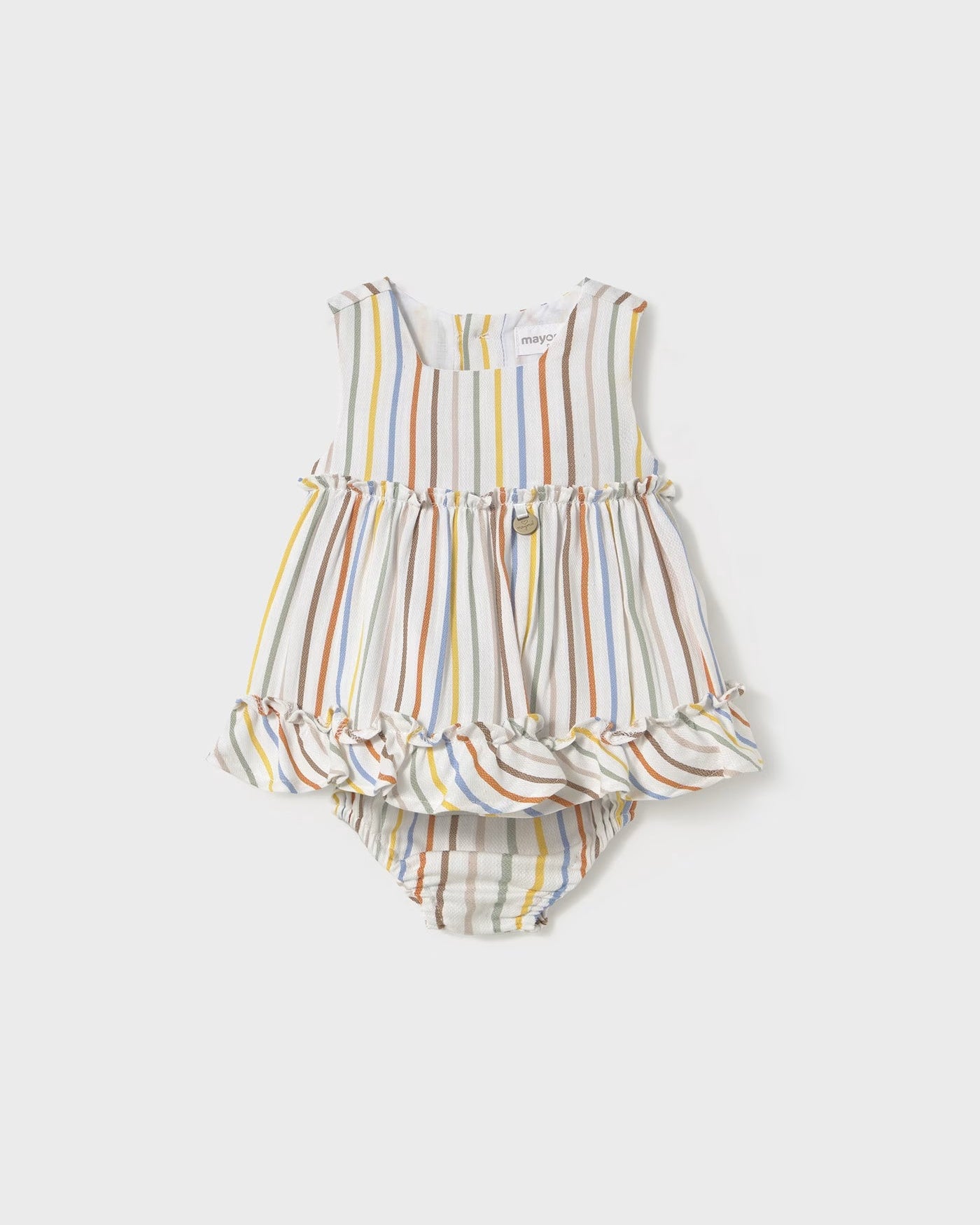 Vestito copri pannolino neonata Mayoral Newborn righe colorate pastello Mayoral Righe