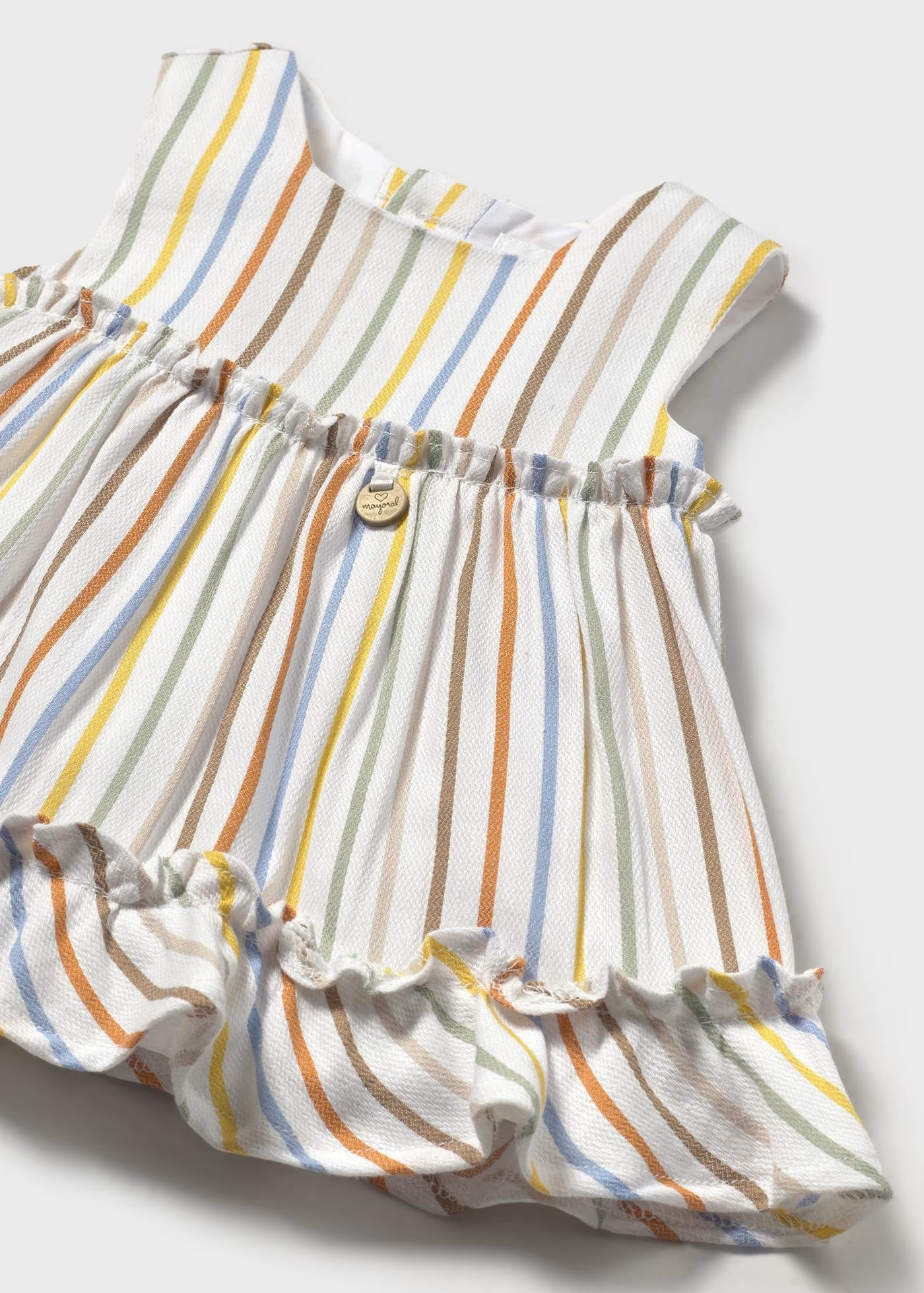 Vestito copri pannolino neonata Mayoral Newborn righe colorate pastello Mayoral Righe