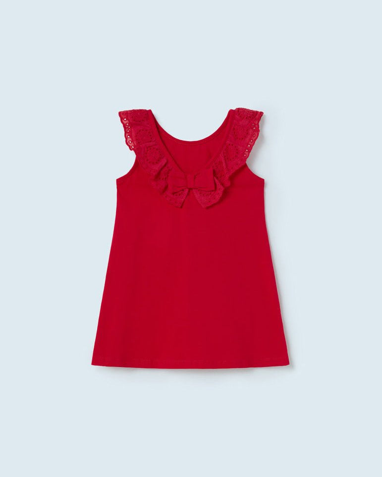 Vestito cotone combinato con volant neonata Mayoral rosso - ErreGiModaBimbo