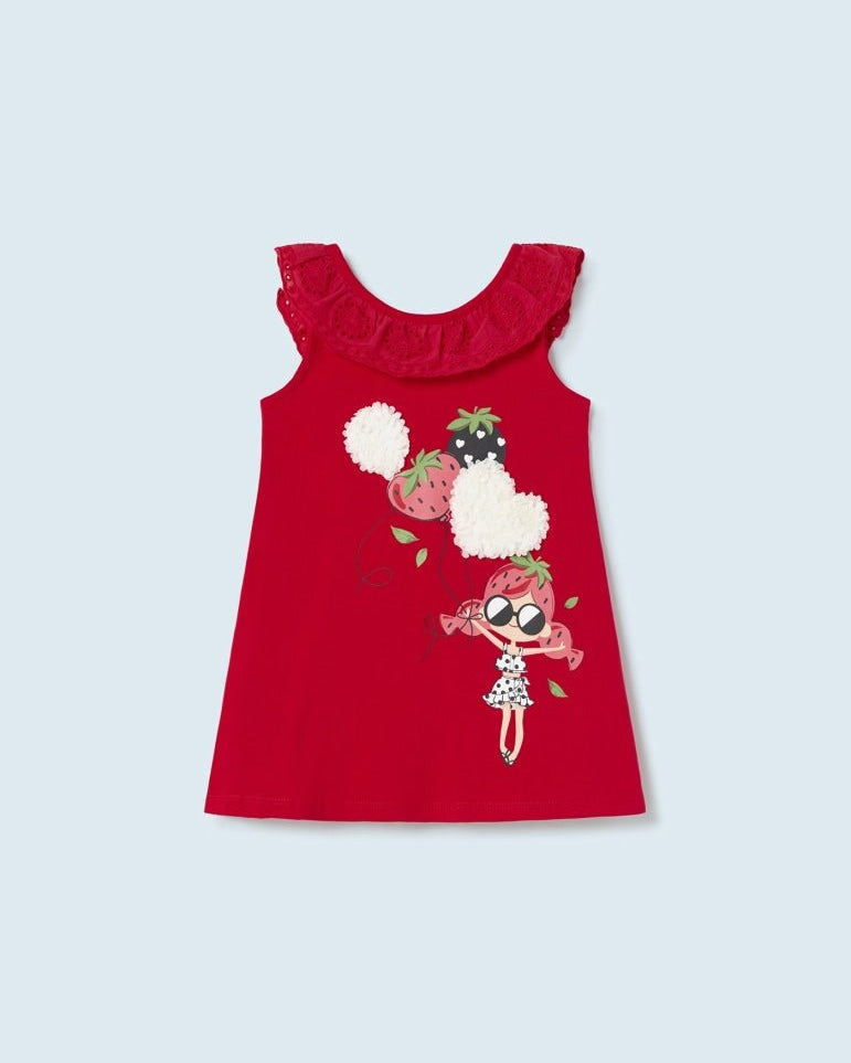Vestito cotone combinato con volant neonata Mayoral rosso - ErreGiModaBimbo