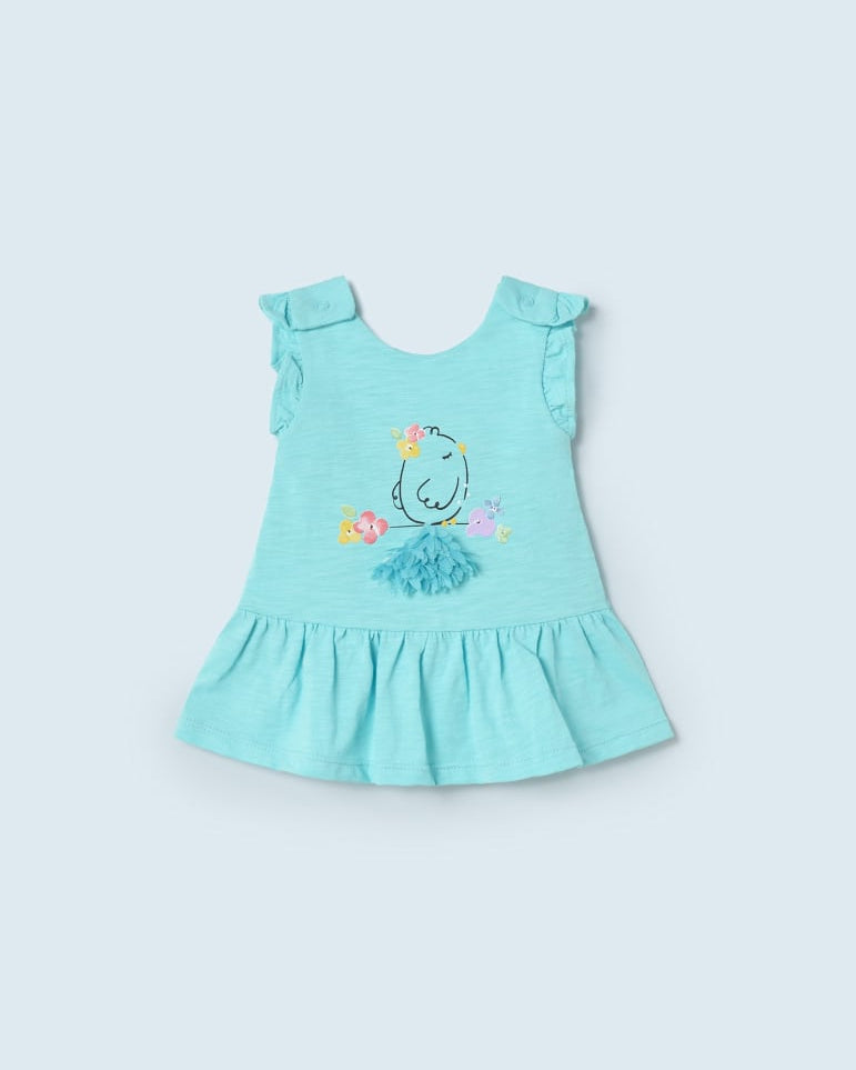 Vestito cotone neonata Mayoral Newborn turchese - ErreGiModaBimbo
