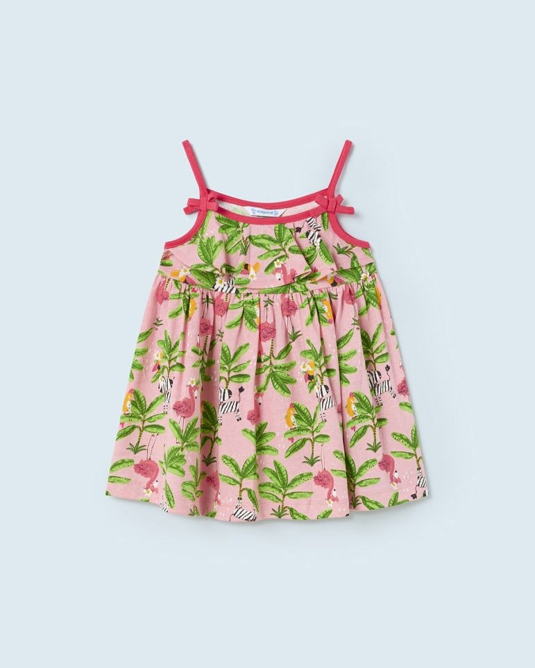 Vestito cotone stampa tropicale neonata Mayoral rosa - ErreGiModaBimbo