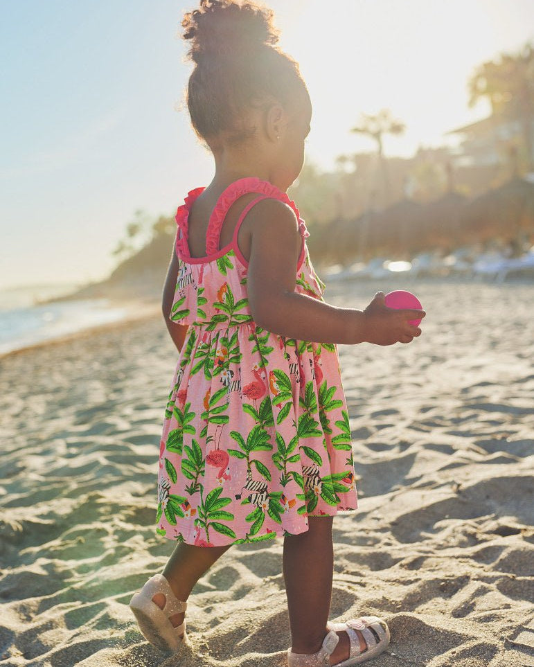 Vestito cotone stampa tropicale neonata Mayoral rosa - ErreGiModaBimbo