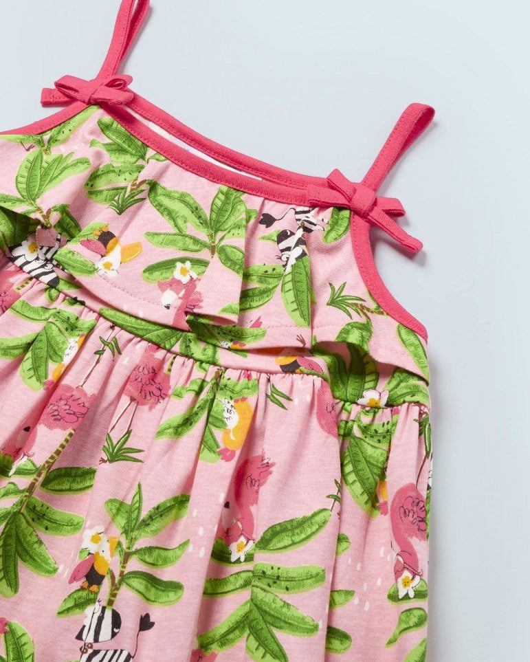 Vestito cotone stampa tropicale neonata Mayoral rosa - ErreGiModaBimbo