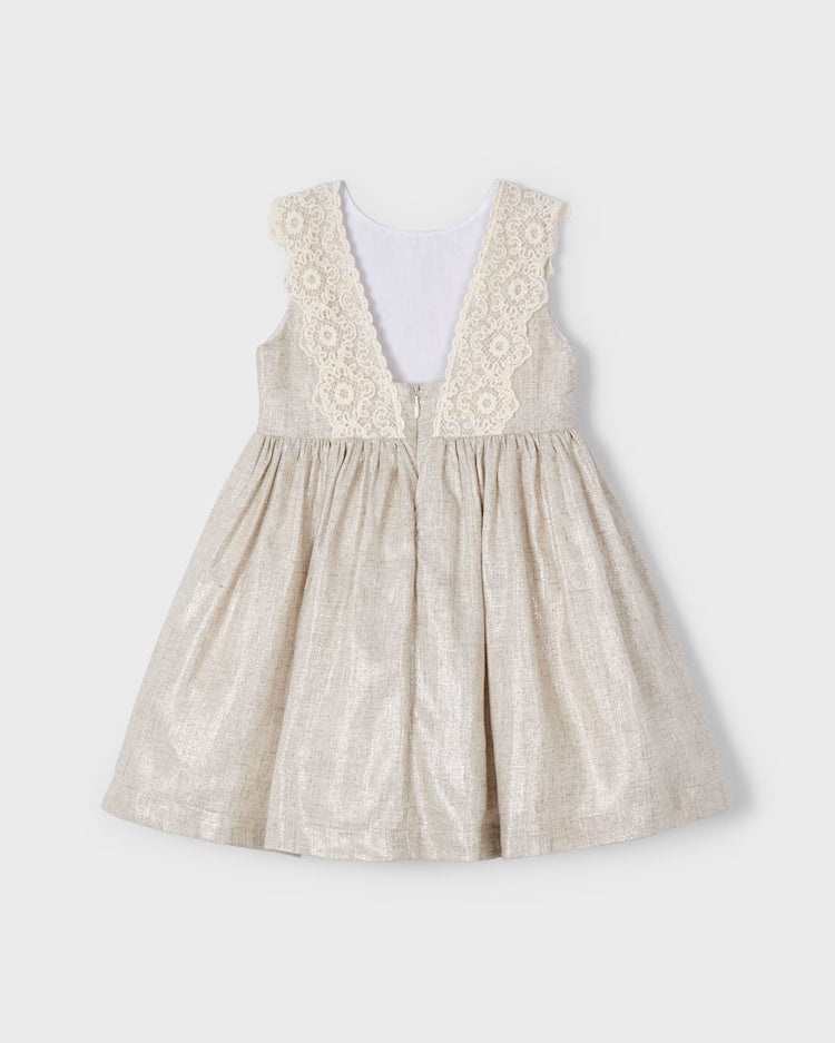Vestito dettaglio ricamo lino bambina Mayoral beige Mayoral Beige