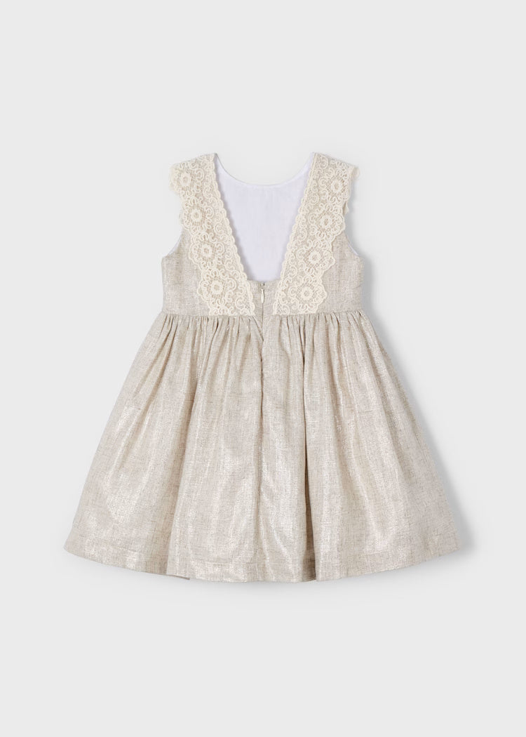 Vestito dettaglio ricamo lino bambina Mayoral beige Mayoral Beige