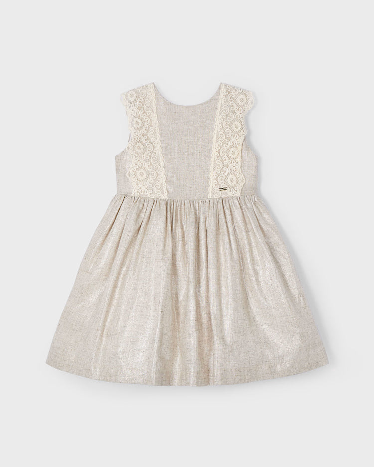 Vestito dettaglio ricamo lino bambina Mayoral beige Mayoral Beige