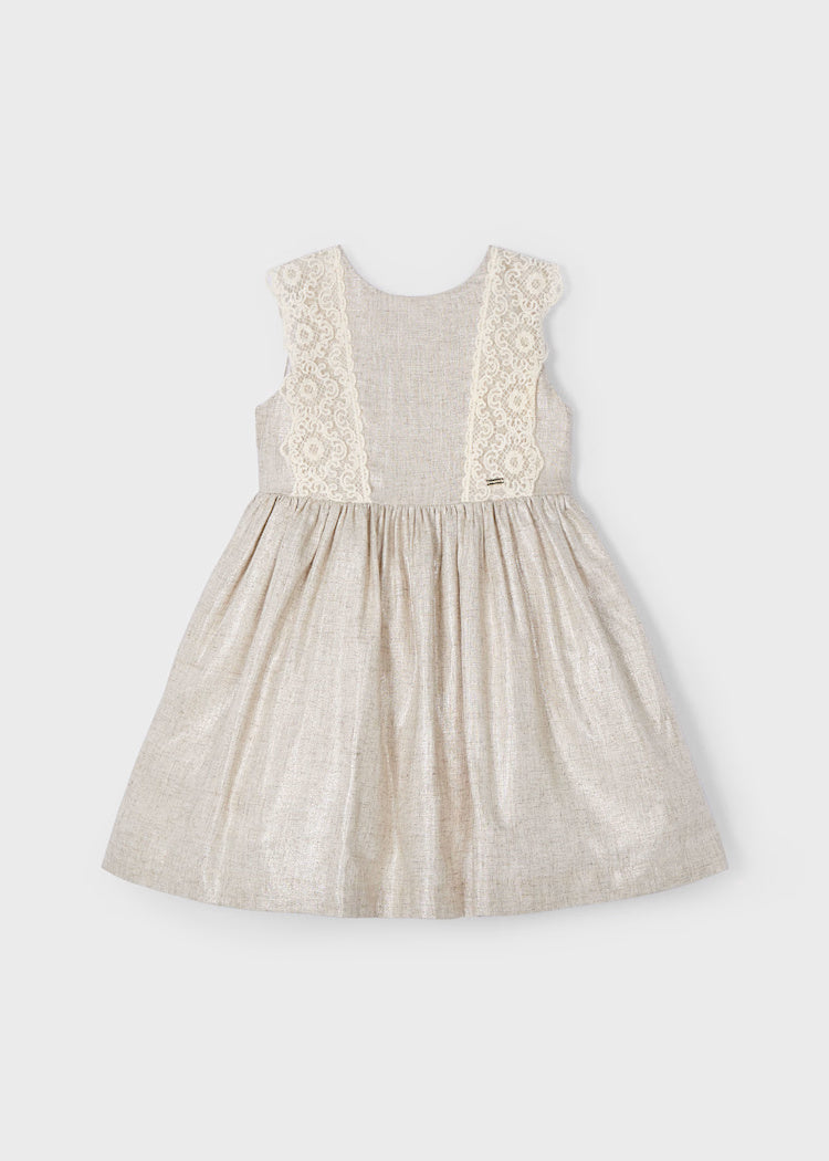 Vestito dettaglio ricamo lino bambina Mayoral beige Mayoral Beige