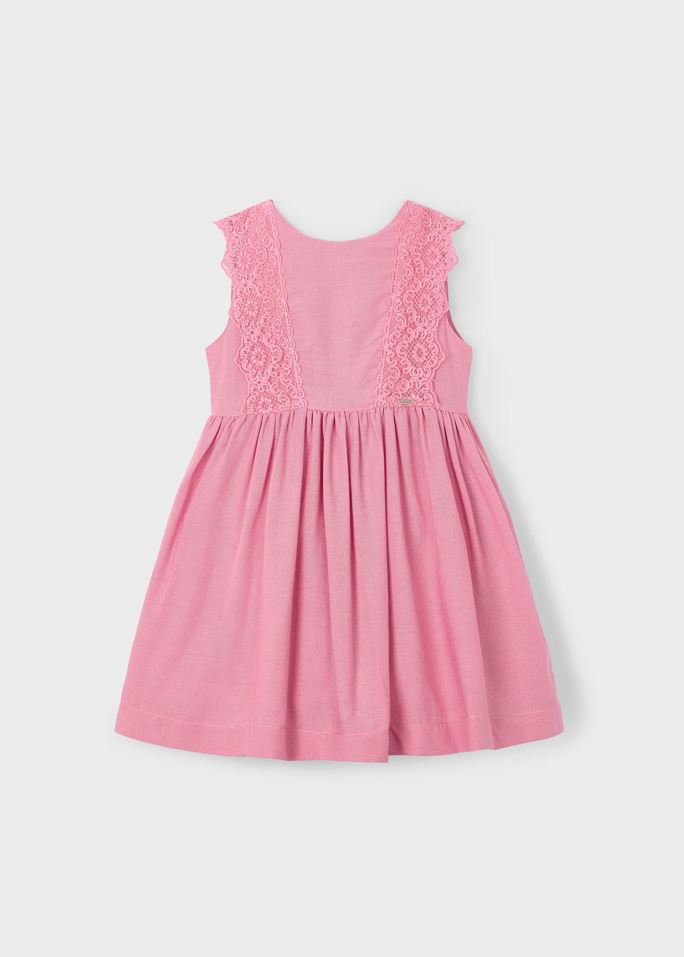 Vestito dettaglio ricamo lino bambina Mayoral rosato Mayoral Rosato