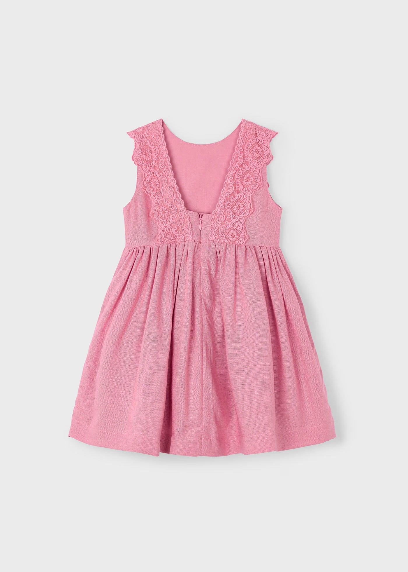 Vestito dettaglio ricamo lino bambina Mayoral rosato Mayoral Rosato