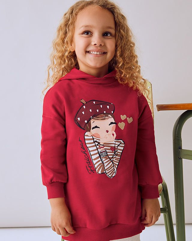 Vestito felpa cappuccio bambina Mayoral Parigina rosso Mayoral 2 Anni 92cm