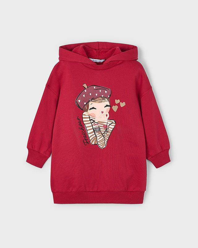 Vestito felpa cappuccio bambina Mayoral Parigina rosso Mayoral 2 Anni 92cm