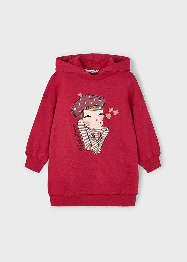 Vestito felpa cappuccio bambina Mayoral Parigina rosso Mayoral 2 Anni 92cm