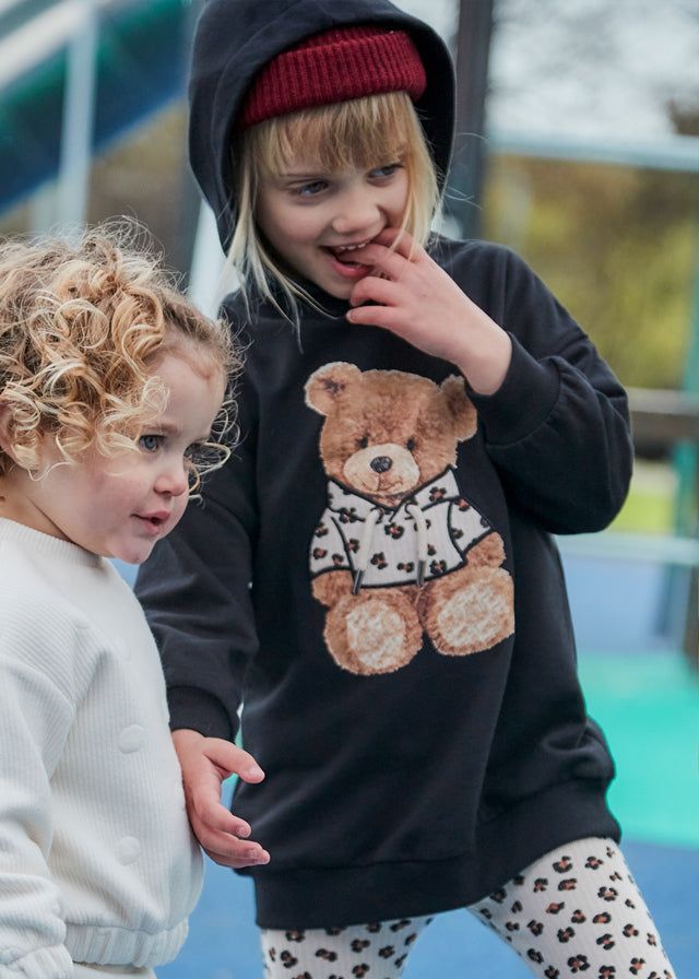 Vestito felpa cappuccio bambina Mayoral Teddy nero Mayoral 2 Anni 92cm