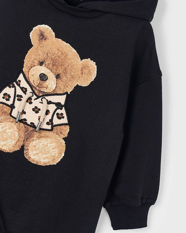 Vestito felpa cappuccio bambina Mayoral Teddy nero Mayoral 2 Anni 92cm