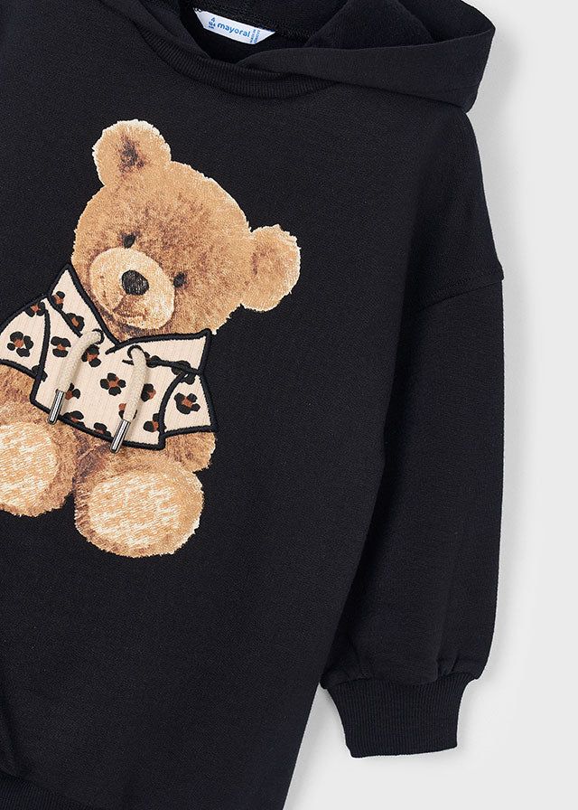 Vestito felpa cappuccio bambina Mayoral Teddy nero Mayoral 2 Anni 92cm