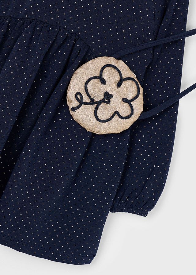 Vestito felpa con borsetta bambina Mayoral blu pois oro Mayoral 2 Anni 92cm