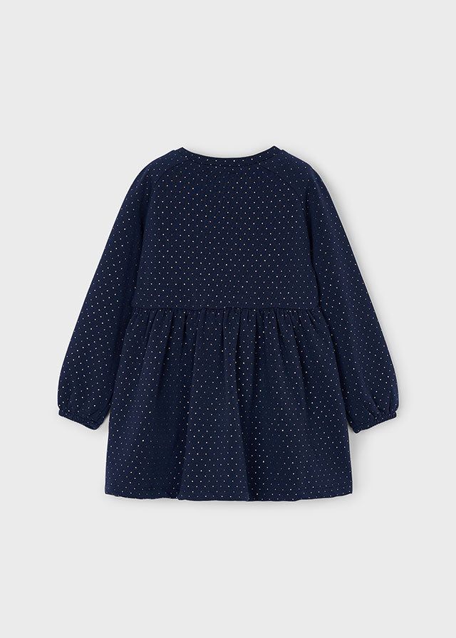 Vestito felpa con borsetta bambina Mayoral blu pois oro Mayoral 2 Anni 92cm