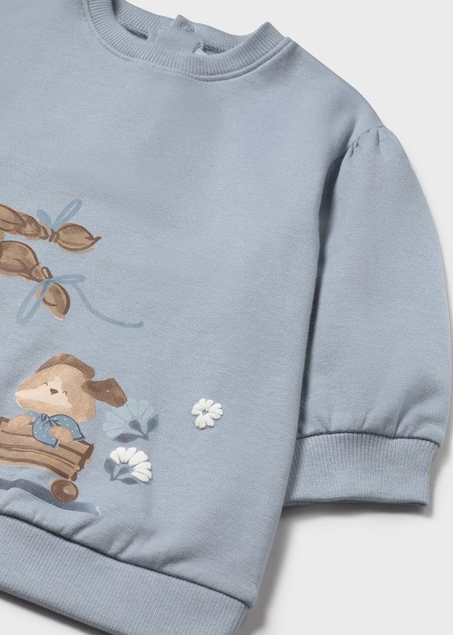 Vestito felpa neonata Mayoral bambole e cane azzurro Mayoral 6 Mesi 68cm