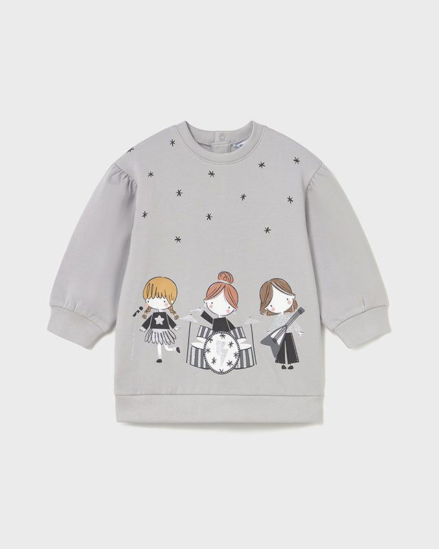 Vestito felpa neonata Mayoral bambole musica grigio perla Mayoral 6 Mesi 68cm