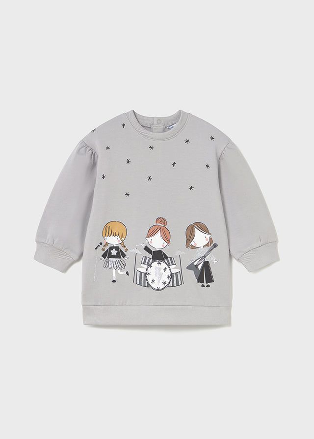 Vestito felpa neonata Mayoral bambole musica grigio perla Mayoral 6 Mesi 68cm