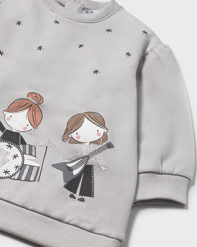 Vestito felpa neonata Mayoral bambole musica grigio perla Mayoral 6 Mesi 68cm