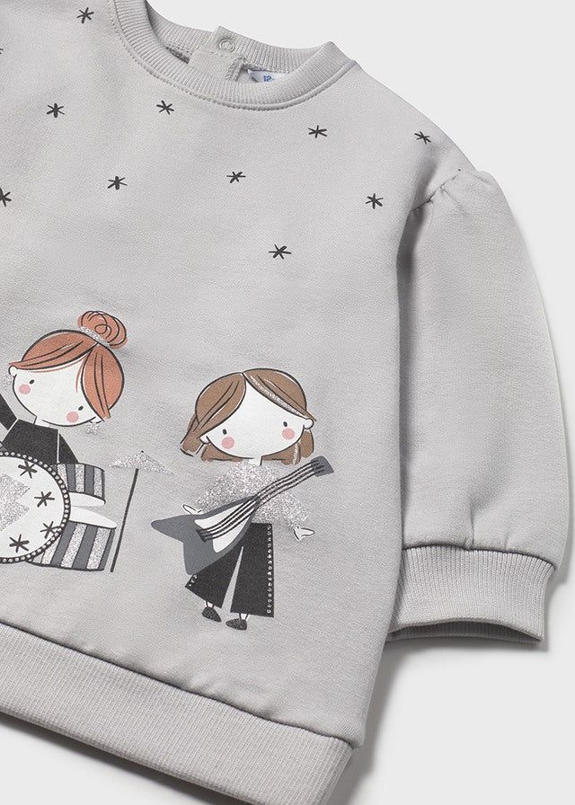 Vestito felpa neonata Mayoral bambole musica grigio perla Mayoral 6 Mesi 68cm