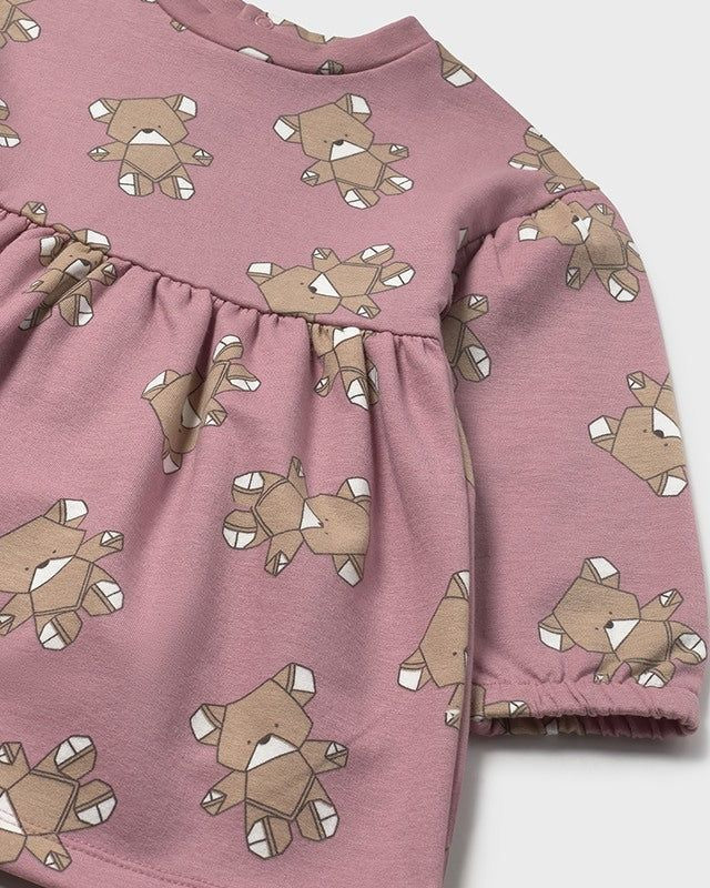 Vestito felpa neonata Mayoral stampa orsetti cubico rosa Mayoral 6 Mesi 68cm