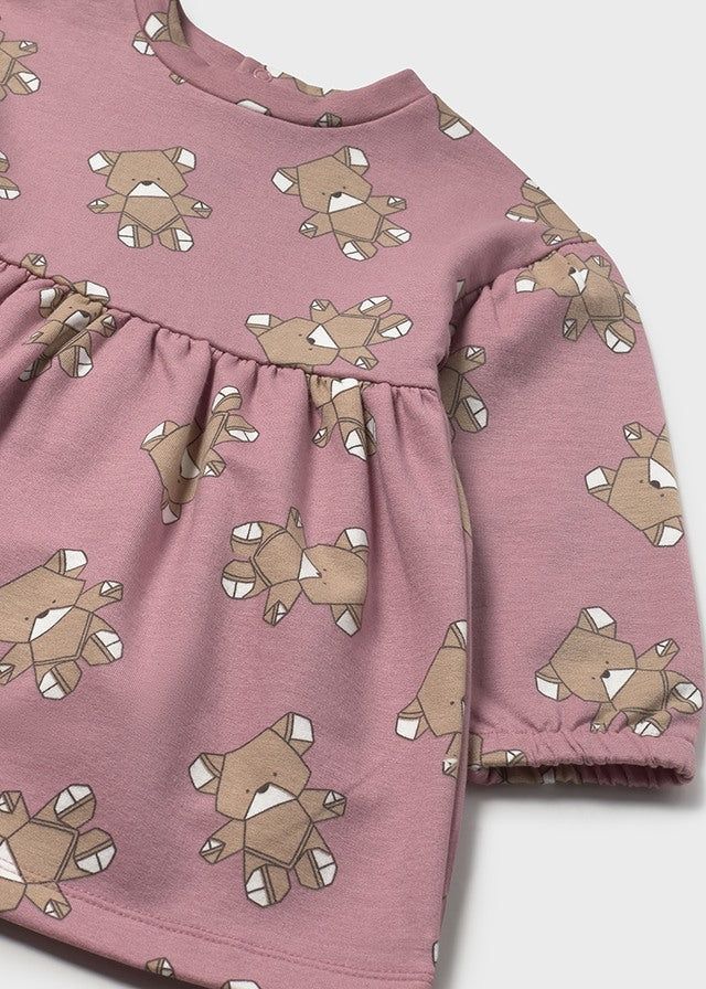 Vestito felpa neonata Mayoral stampa orsetti cubico rosa Mayoral 6 Mesi 68cm