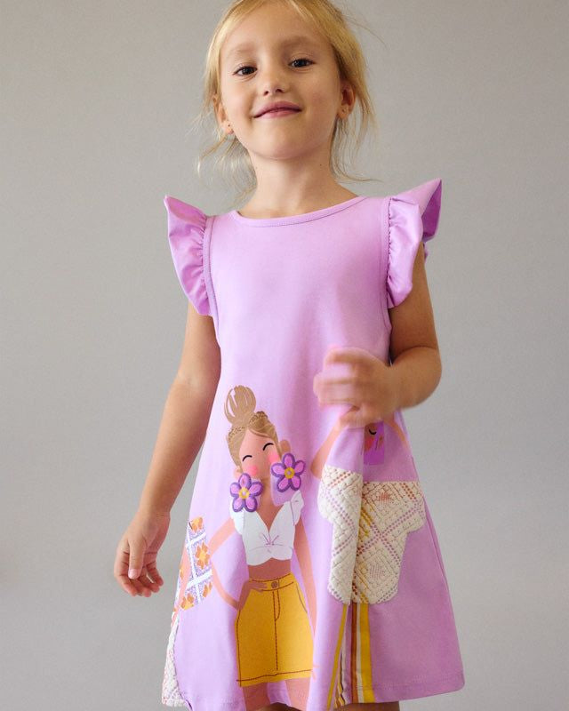 Vestito cotone bambina Mayoral lilla con stampa Modelle
