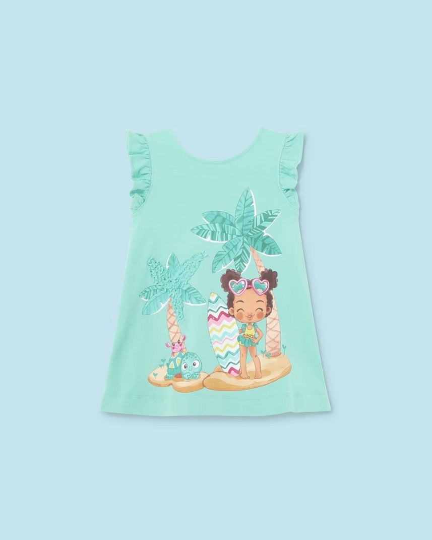 Vestito fresco cotone neonata Mayoral acqua stampa Island Mayoral Acqua
