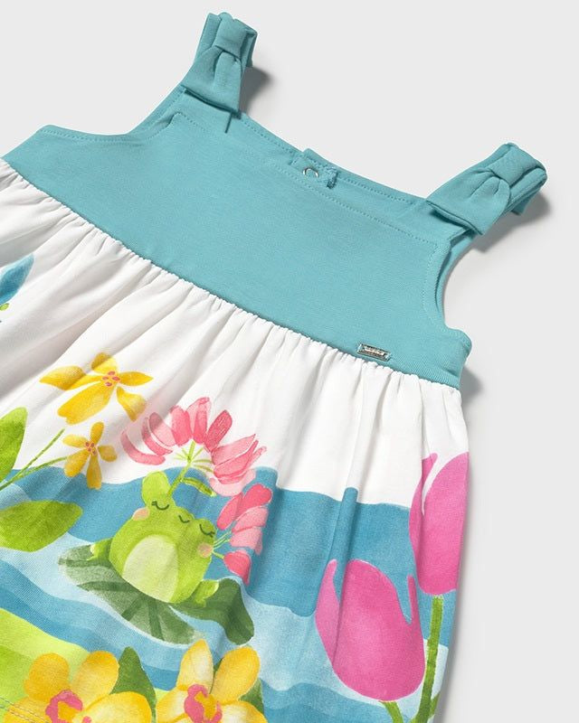 Vestito fresco cotone neonata Mayoral Fiori turchese Mayoral Azzurro