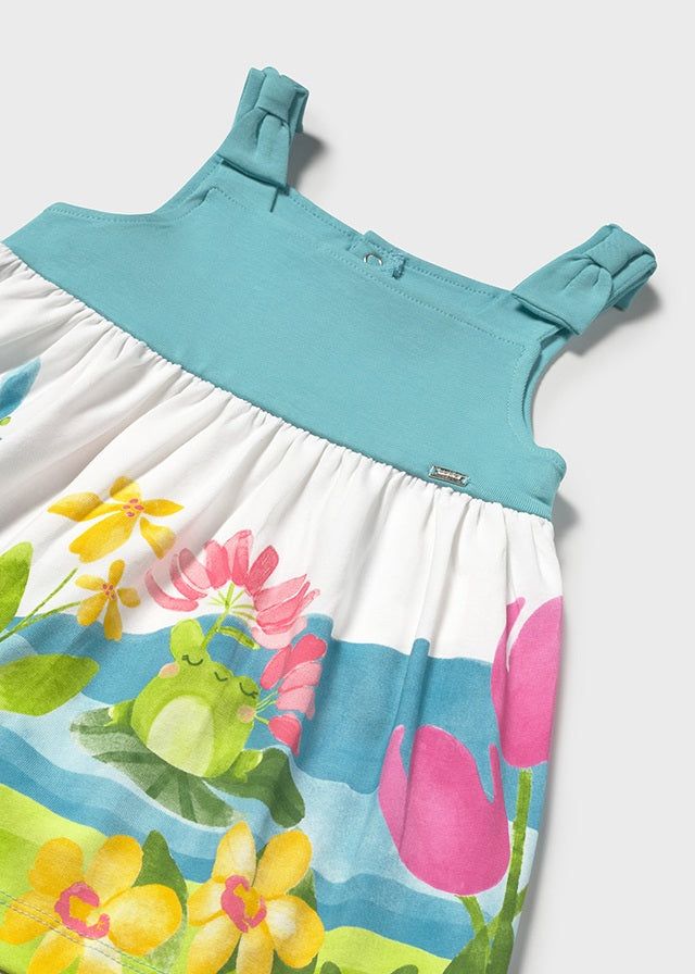 Vestito fresco cotone neonata Mayoral Fiori turchese Mayoral Azzurro