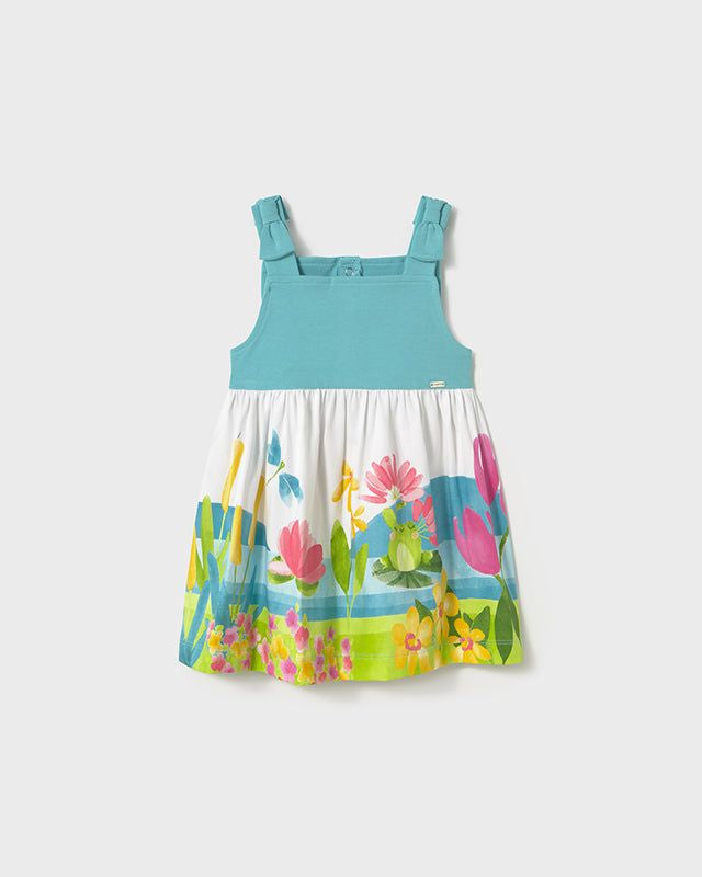 Vestito fresco cotone neonata Mayoral Fiori turchese Mayoral Azzurro
