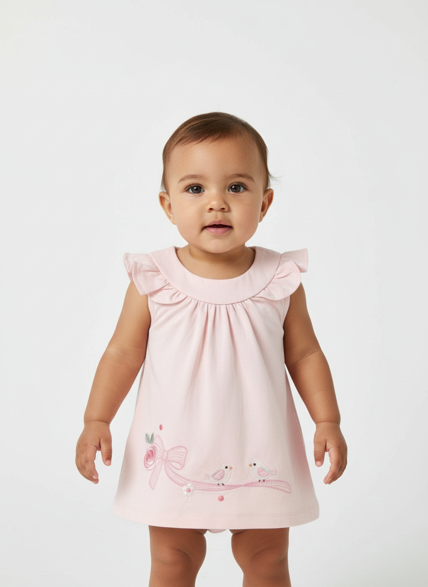 Vestito fresco cotone neonata Mayoral Newborn fiore rosa Mayoral Rosa
