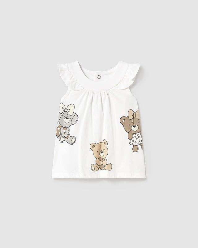 Vestito fresco cotone neonata Mayoral Newborn orsette bianco Mayoral Bianco