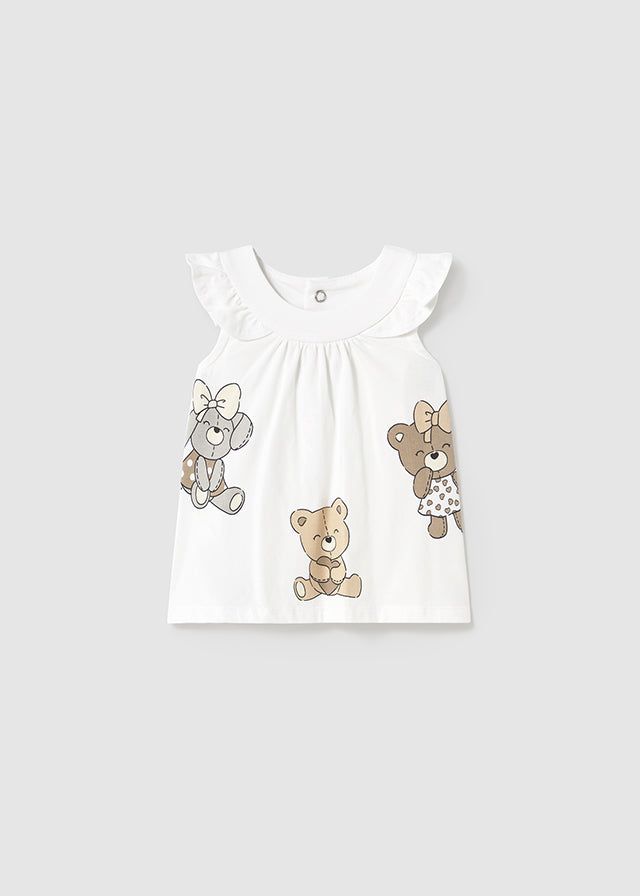 Vestito fresco cotone neonata Mayoral Newborn orsette bianco Mayoral Bianco