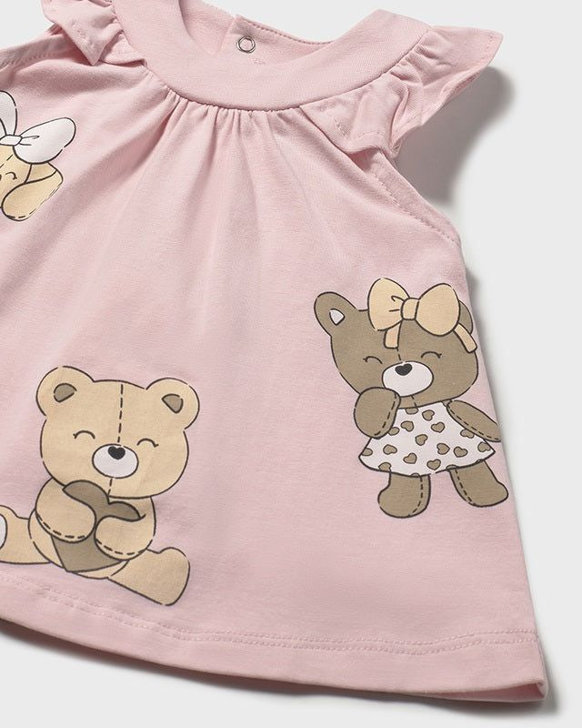 Vestito fresco cotone neonata Mayoral Newborn orsette rosa Mayoral Rosa