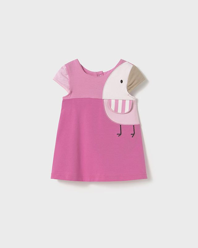 Vestito fresco cotone neonata Mayoral Newborn uccelino rosa tulipano Mayoral Rosa