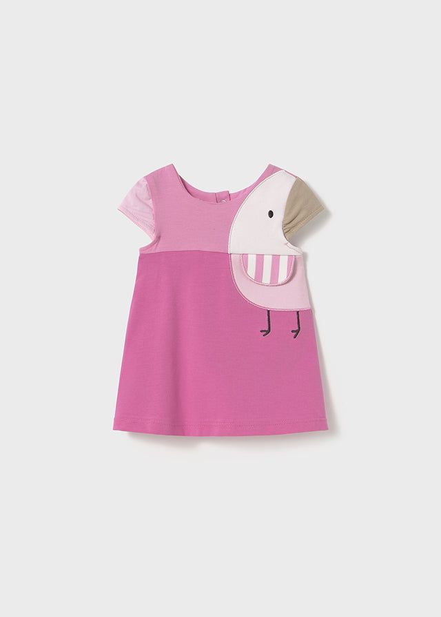 Vestito fresco cotone neonata Mayoral Newborn uccelino rosa tulipano Mayoral Rosa