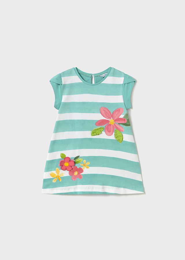 Vestito fresco cotone neonata Mayoral righe agata fiori Mayoral Azzurro
