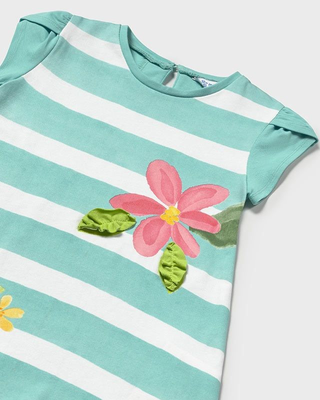 Vestito fresco cotone neonata Mayoral righe agata fiori Mayoral Azzurro