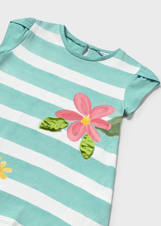 Vestito fresco cotone neonata Mayoral righe agata fiori Mayoral Azzurro