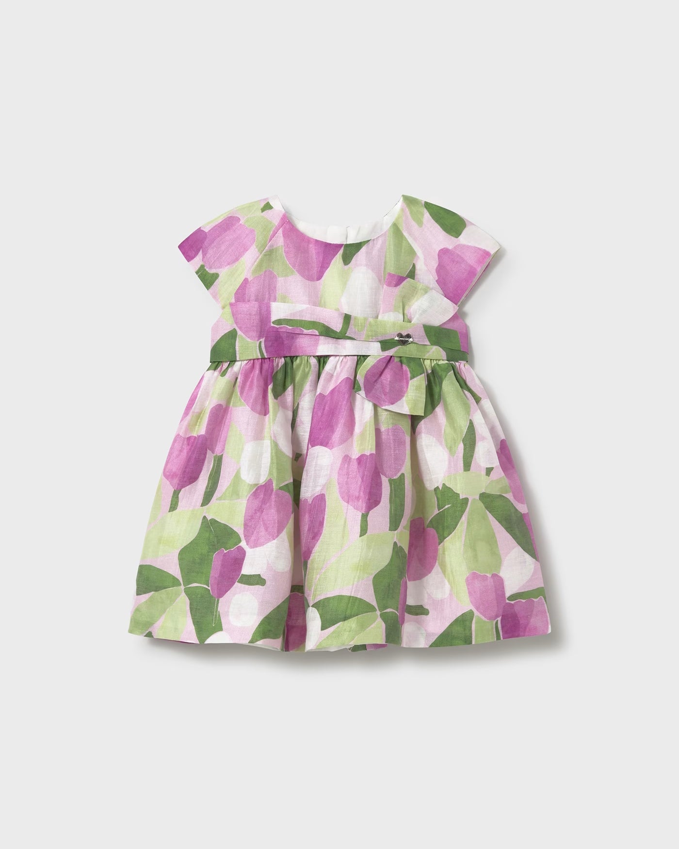 Vestito in lino stampato neonata Mayoral malva e verde floreale Mayoral Malva