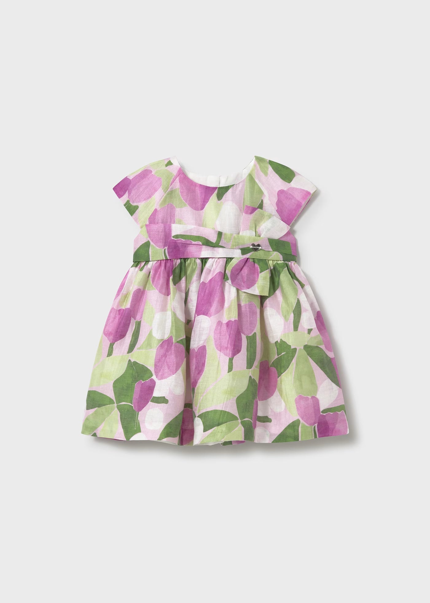 Vestito in lino stampato neonata Mayoral malva e verde floreale Mayoral Malva