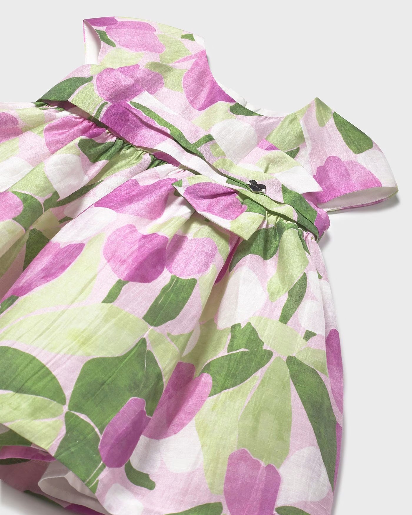 Vestito in lino stampato neonata Mayoral malva e verde floreale Mayoral Malva