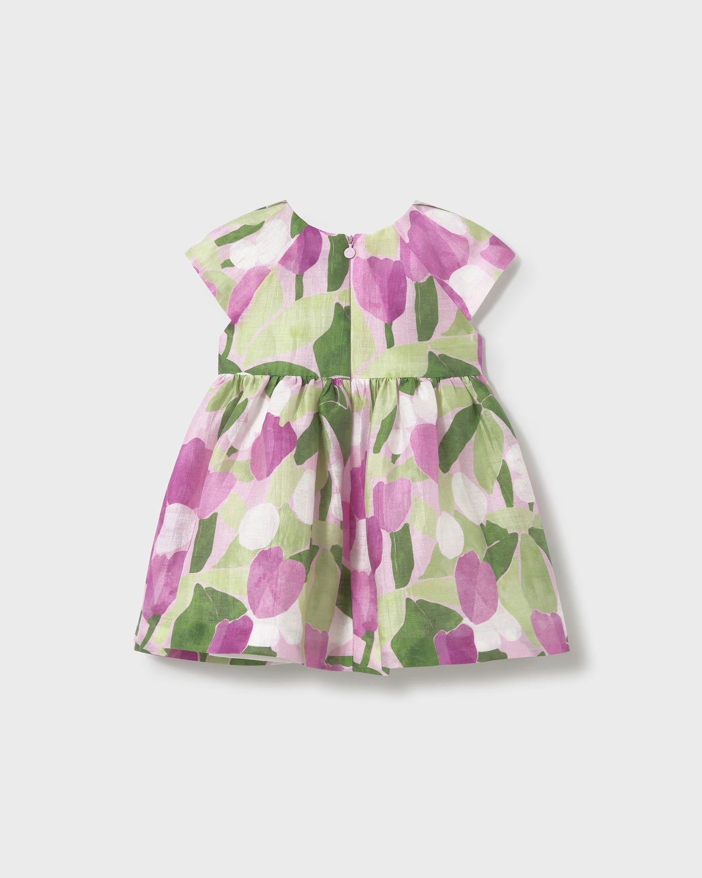 Vestito in lino stampato neonata Mayoral malva e verde floreale Mayoral Malva