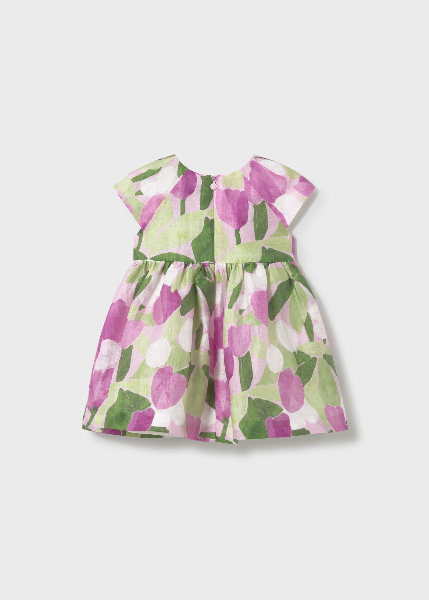 Vestito in lino stampato neonata Mayoral malva e verde floreale Mayoral Malva