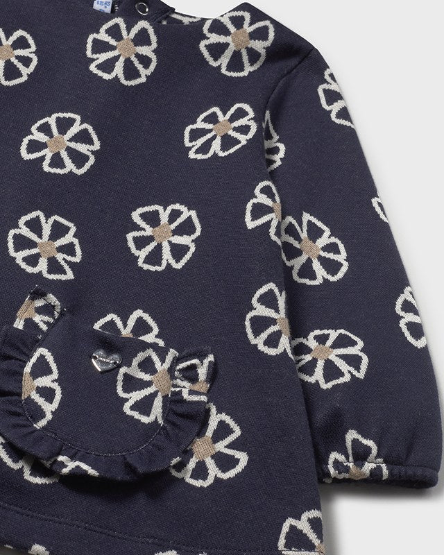 Vestito jacquard neonata Mayoral blu fiori Mayoral 6 Mesi 68cm